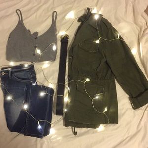 Army green button up jacket